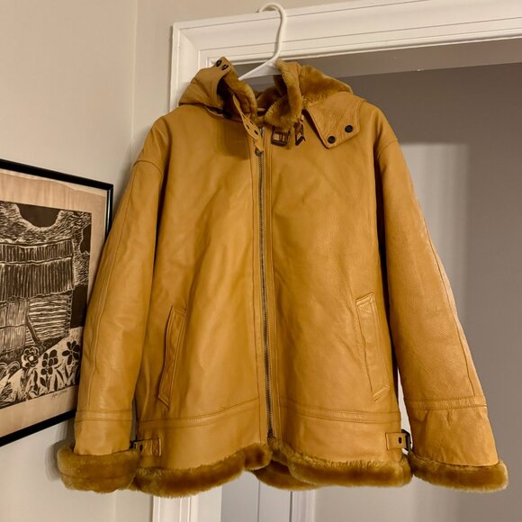 Vintage Tanners Avenue Leather Coat with Fur Lining - Picture 1 of 8